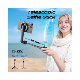 Promate MagStick MagSafe Compatible Foldable Selfie Stick with BT Remote Control