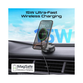 Promate RevoMount-15W SecureGrip™ 360° Cradleless 15W MagSafe Compatible SmartPhone Charger Mount