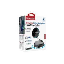 Promate RevoMount-15W SecureGrip™ 360° Cradleless 15W MagSafe Compatible SmartPhone Charger Mount