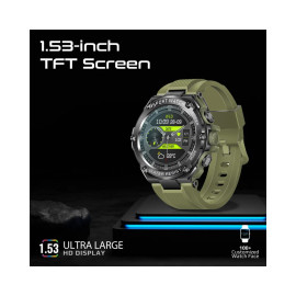 Promate XWatch-R19 1.53" Round Screen Fitness Tracker Smartwatch with BT Calling - Midnight Green
