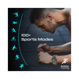 Promate XWatch-R19 1.53" Round Screen Fitness Tracker Smartwatch with BT Calling - Midnight Green