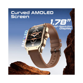 Promate XWatch-RM ActivLife™ Curved AMOLED Screen Smartwatch with BT Calling - Gold