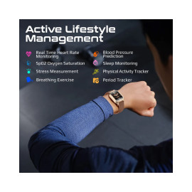 Promate XWatch-RM ActivLife™ Curved AMOLED Screen Smartwatch with BT Calling - Gold