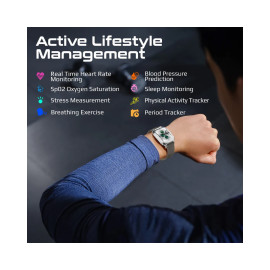 Promate XWatch-RM ActivLife™ Curved AMOLED Screen Smartwatch with BT Calling - Silver