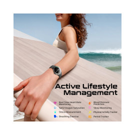 Promate xWatch-US13 1.32" Curved AMOLED Screen Fitness Tracker Smartwatch w/ BT Calling - Black