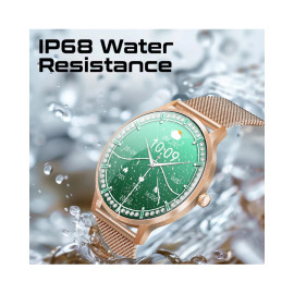 Promate xWatch-US13 1.32" Curved AMOLED Screen Fitness Tracker Smartwatch w/ BT Calling - Rose Gold
