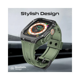 Promate CaseBand Durable Protection Watch Case with TPU Watch Band - Midnight Green
