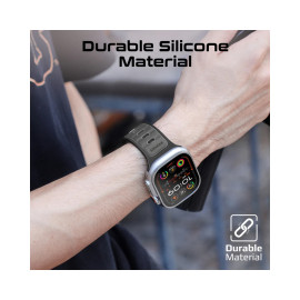 Promate SiliBand-DC Durable Two-Toned Silicone Sporty Watch Band - Black