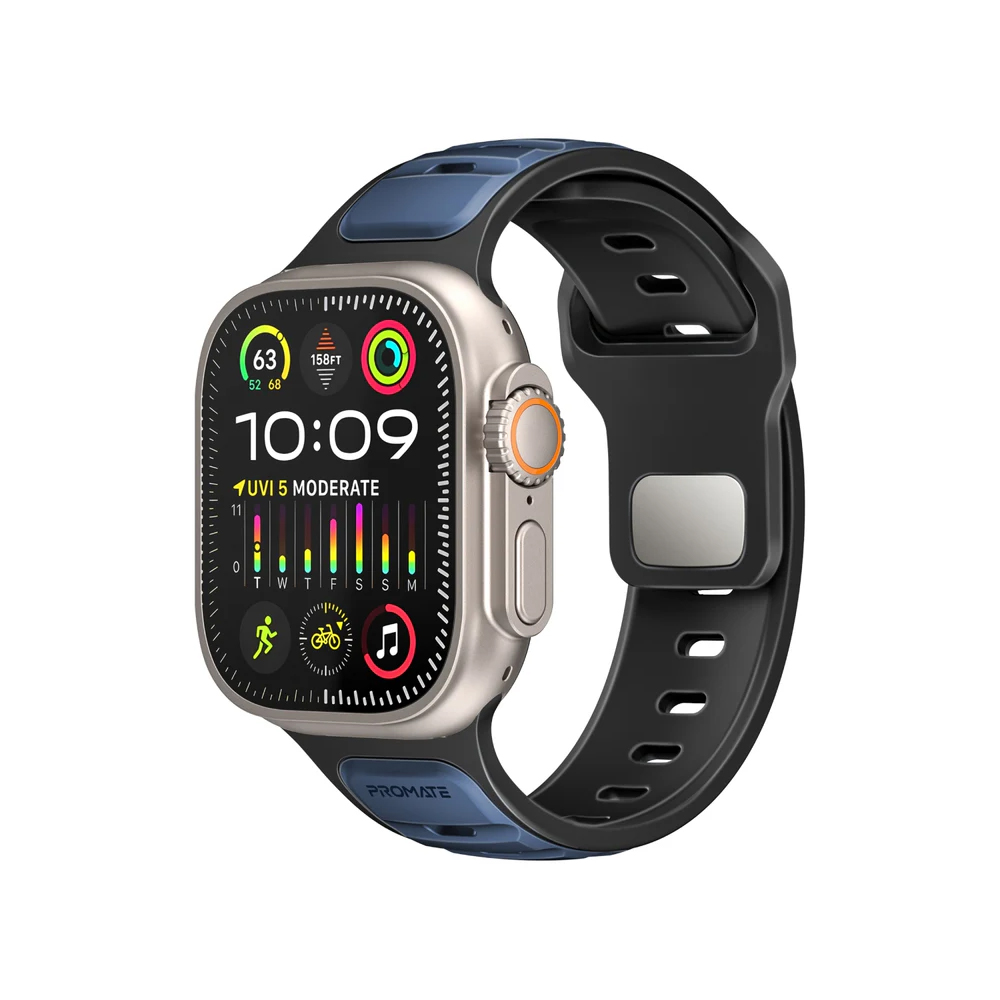 Promate SiliBand-DC Durable Two-Toned Silicone Sporty Watch Band - Blue