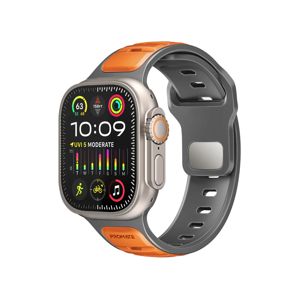 Promate SiliBand-DC Durable Two-Toned Silicone Sporty Watch Band - Orange
