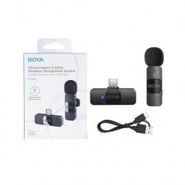 Boya Ultracompact 2.4GHz Wireless Microphone, USB-C Port, BY-V10 – Black