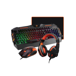 Meetion C500 – 4-in1 Combo Gaming Keyboard, Mouse and Mouse pad with Gaming Headset, Wired LED RGB Backlight for Computer PC/Laptop - Black