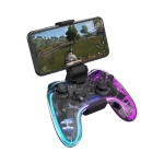 Xtrike Me GP-52 Bluetooth Gamepad for PS4/PS3/N-switch/IOS13.0+/Android/PC, transparent appearance game pad with RGB backlit with phone holder for mobile games
