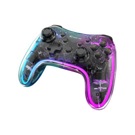 Xtrike Me GP-52 Bluetooth Gamepad for PS4/PS3/N-switch/IOS13.0+/Android/PC, transparent appearance game pad with RGB backlit with phone holder for mobile games
